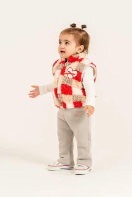 WELSOFT YELEKLİ 3 İP KIZ BEBE TAKIM 6518