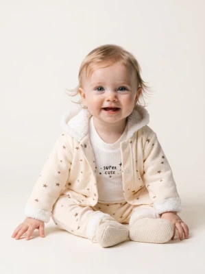 WELSOFT YILDIZLI 3 LÜ UNISEX BEBE TAKIM  2043