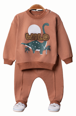 WİLD NAKIŞLI DİNO BASKILI 2 Lİ BEBE TAKIM 2524