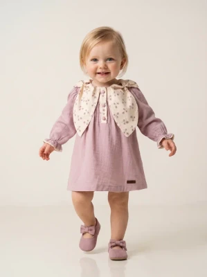YAKA DETAYLI MÜSLİN KIZ BEBE ELBİSE 26143