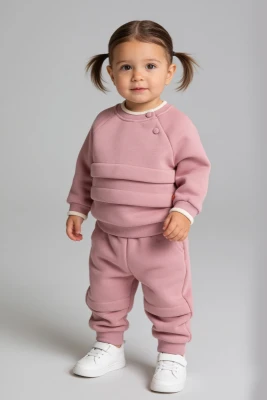 YAKA DÜĞMELİ 3 İP KIZ BEBE TAKIM 2639