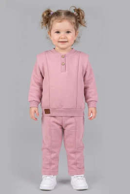 YAKA DÜĞMELİ 3 İP KIZ BEBE TAKIM 2641