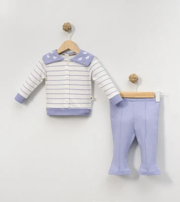 YAKA NAKIŞLI PENYE 2 Lİ BEBE KIZ TAKIM 3089