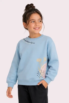YAKA YAZI BASKI 3 İP KIZ ÇOCUK SWEAT R26756