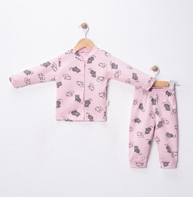 YAVRU AYI BASKILI ÖNDEN ÇITÇITLI BEBE PİJAMA TAKIM 3125