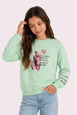 YAZI BASKILI 3 İP KIZ ÇOCUK SWEAT R26863