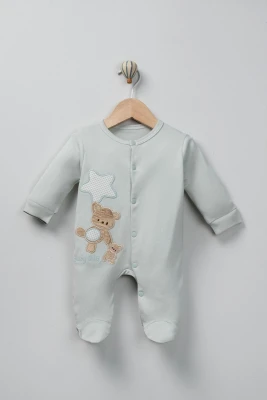 YILDIZ VE AYICIK NAKIŞLI UNISEX BEBE TULUM 0298