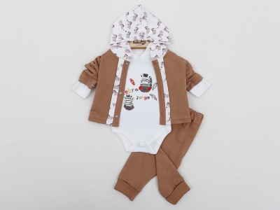 ZEBRA NAKIŞLI 3 LÜ KAPŞONLU BEBE TAKIM 2291