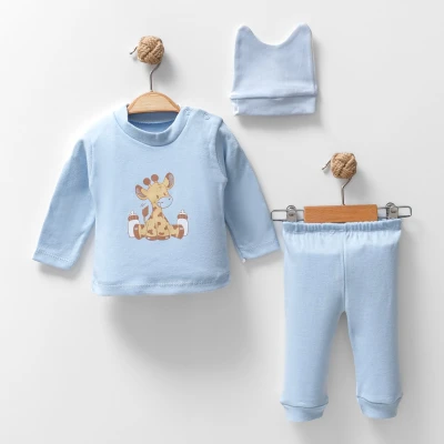 ZÜRAFA BASKILI 3 LÜ PENYE UNISEX BEBE TAKIM 3255