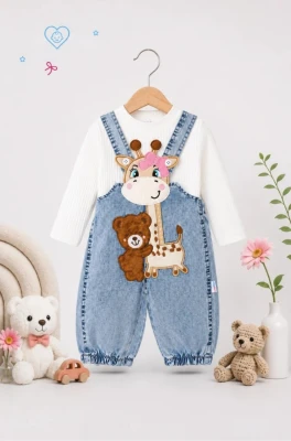 ZÜRAFALI 2 Lİ DENİM BEBE SLOPET 1095